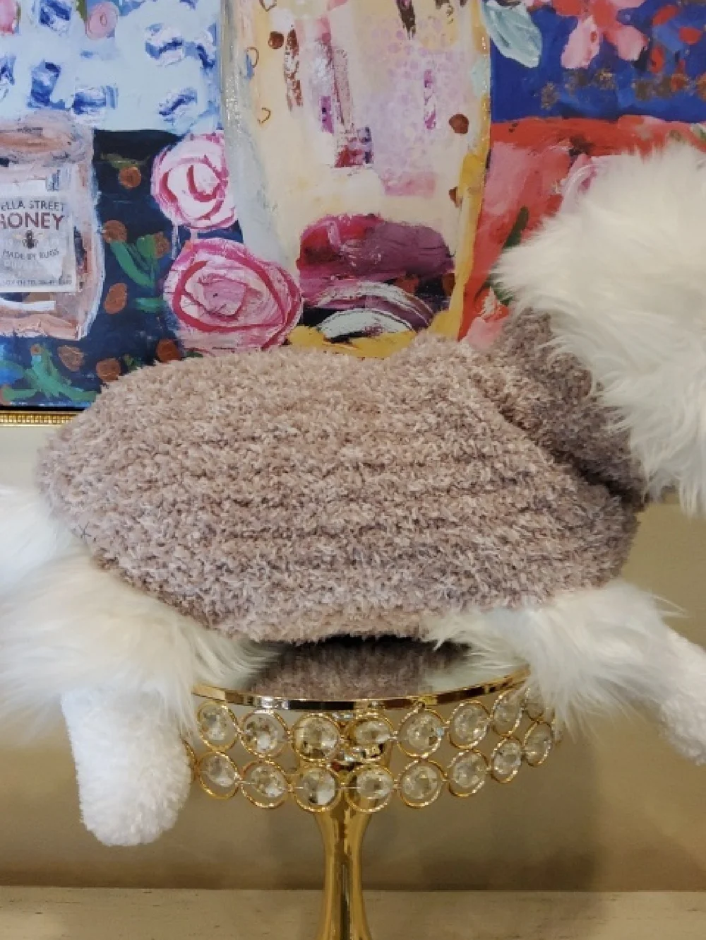 Barefoot Dreams Soft Tan Cozy Knit Dog Sweater